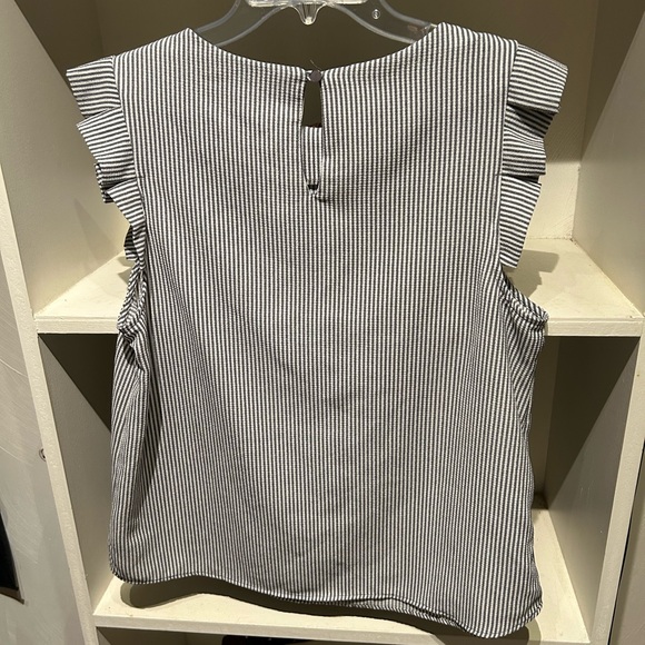 Gray and white striped short sleeve blouse xl by Monteau - Picture 6 of 16